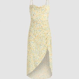 Cider Ditsy Floral Slit Midi Dress